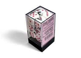 Gemini Black-White / pink 16mm block (12 dice)
